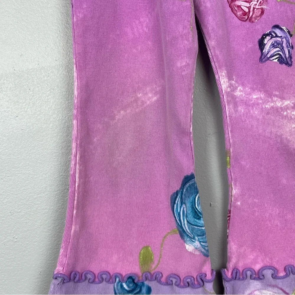 Indygo Artwear pink & purple handpainted floral ruffled 2 piece set, size 4.